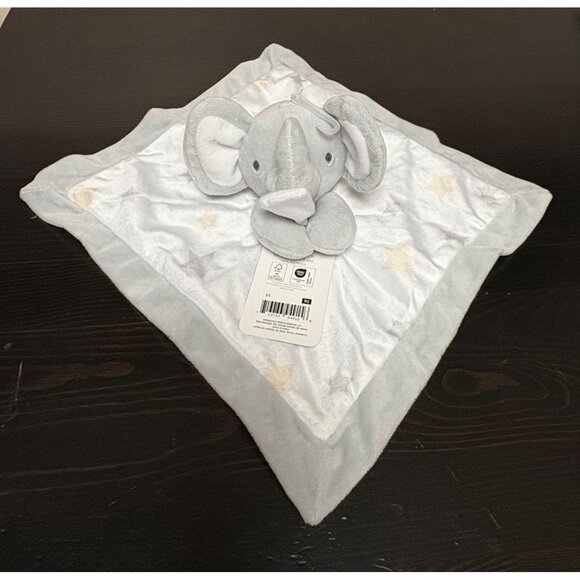 Lullaby Lane Plush Elephant Security Blanket Lovey 12"x12" Gray With Stars NWT - Picture 3 of 6